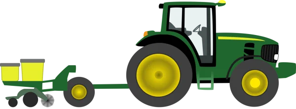 Green Tractor with Planter PNG Transparent Background