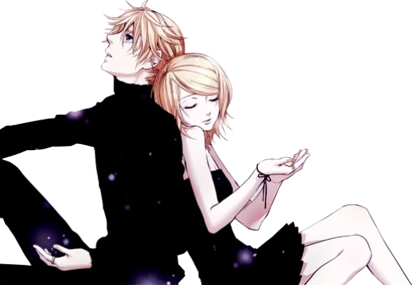 Anime Couple Back-to-Back Transparent PNG