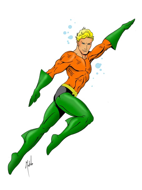 Aquaman Superhero Illustration PNG Transparent Background