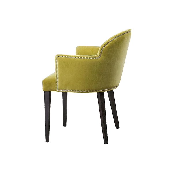 Elegant Olive Green Velvet Armchair PNG Transparent Background