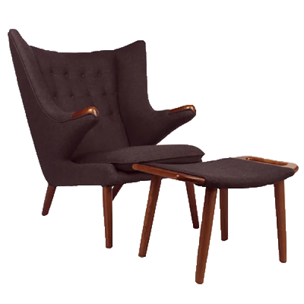 Mid-Century Modern Armchair and Ottoman PNG