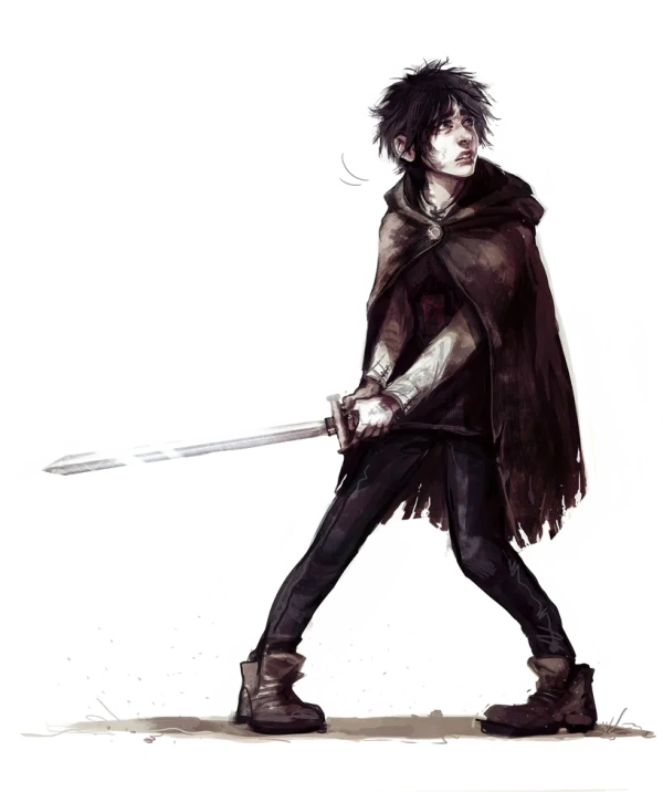 Young Warrior with Sword and Cloak PNG