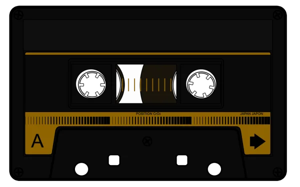 Black and Gold Cassette Tape PNG Transparent Background