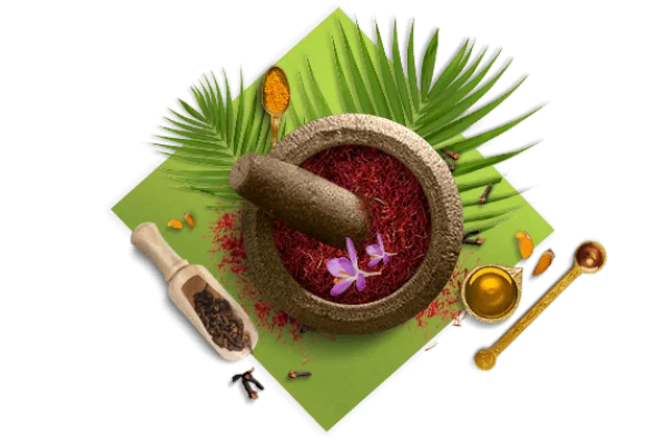 Saffron and Spices in Mortar and Pestle Transparent PNG