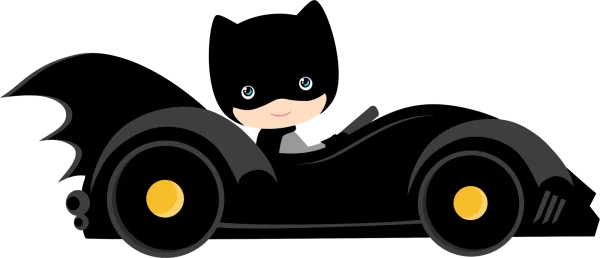 Cartoon Batman in Batmobile PNG Transparent Background