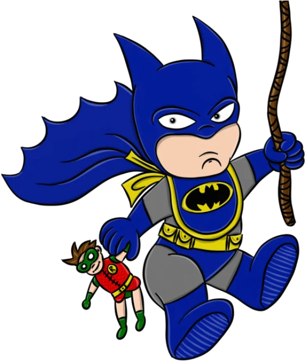 Chibi Batman Holding Robin PNG Transparent