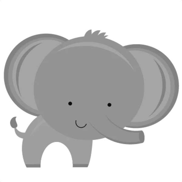 Cute Grey Elephant Cartoon PNG