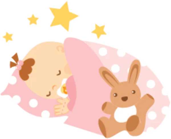 Cute Sleeping Baby with Bunny and Stars PNG Transparent
