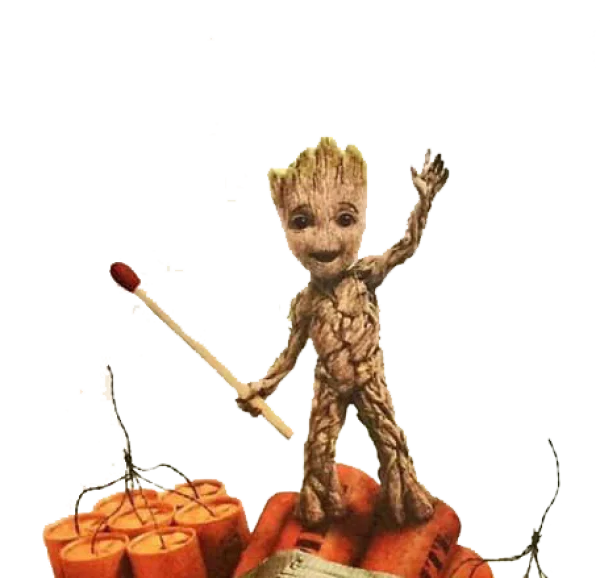 Baby Groot with Dynamite and Match PNG Transparent