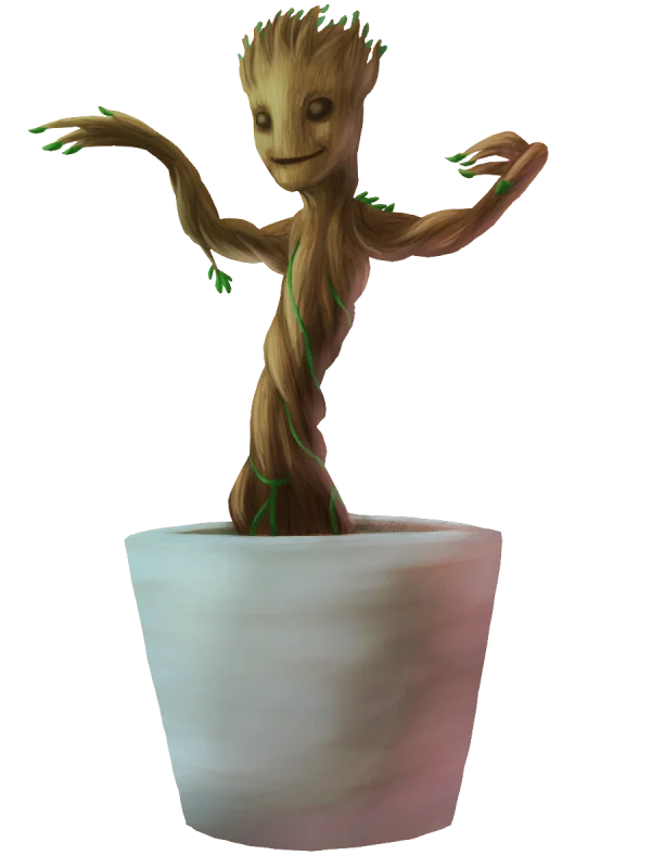 Baby Groot in Planter PNG Transparent Background