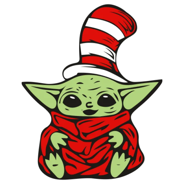 Baby Yoda Grogu Dr Seuss Hat PNG Transparent Background