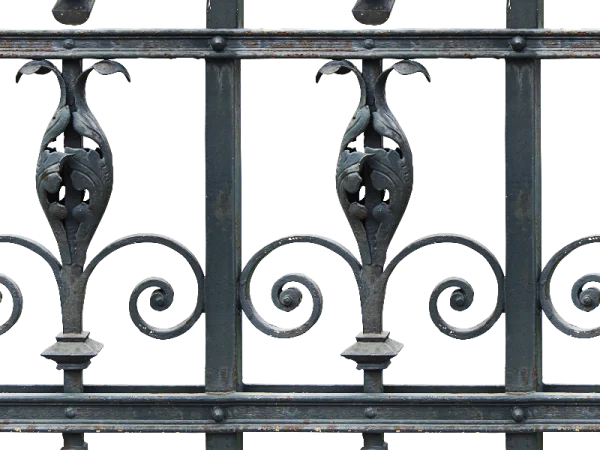 Ornate Wrought Iron Fence Section PNG
