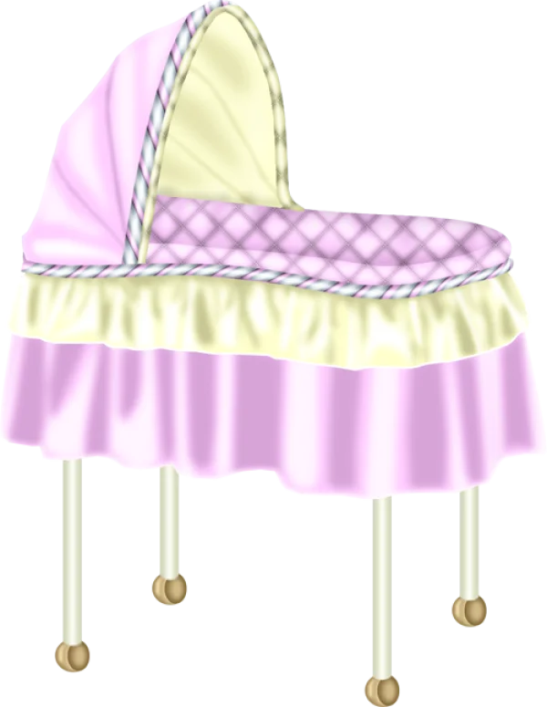 Pink Baby Bassinet with Canopy PNG Transparent