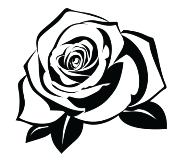 Stylized Black Rose Outline PNG