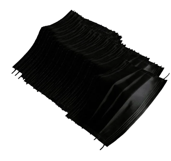 Stack of Black Medical Face Masks PNG Transparent Background