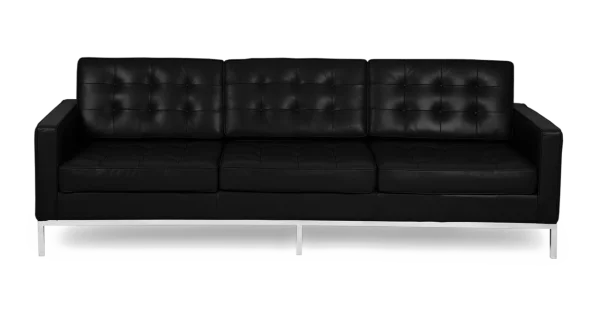 Black Leather Tufted Sofa PNG Transparent Background