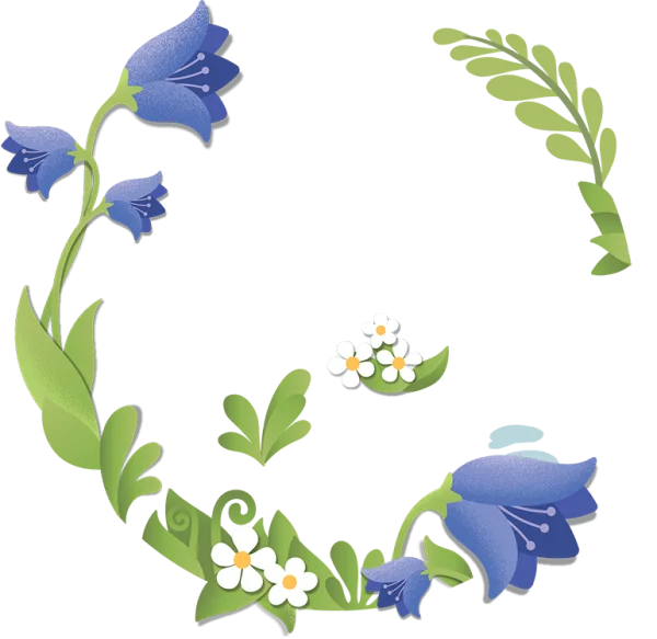 Blue Bellflower Floral Frame PNG Transparent Background