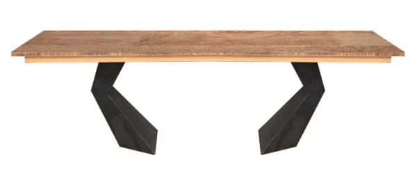Modern Wood Dining Table with Metal Legs PNG