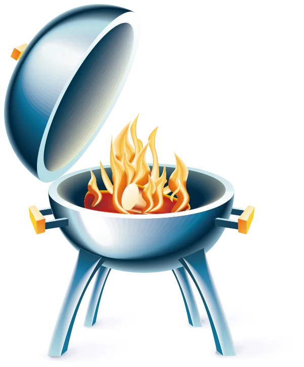 Cartoon BBQ Grill with Fire PNG Transparent