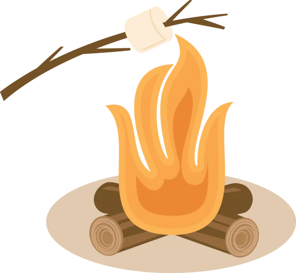 Campfire with Roasting Marshmallow PNG Transparent Background