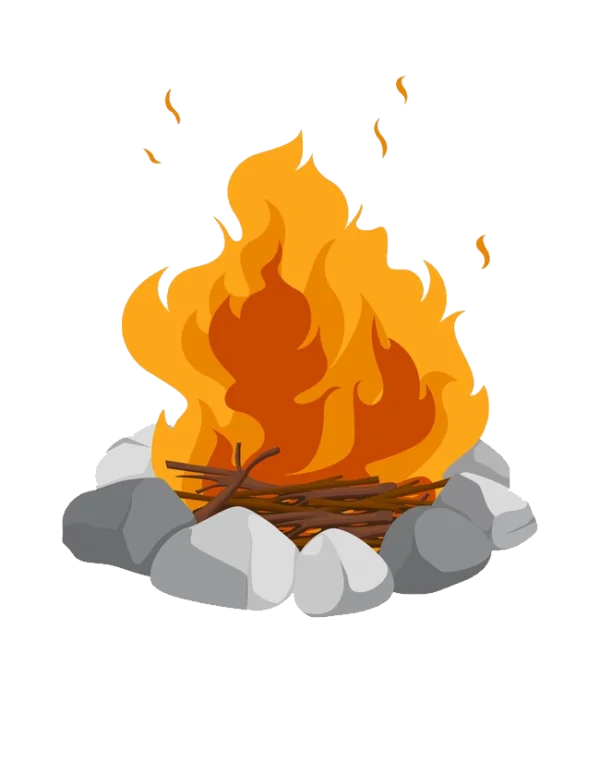 Cartoon Campfire with Rocks PNG Transparent Background