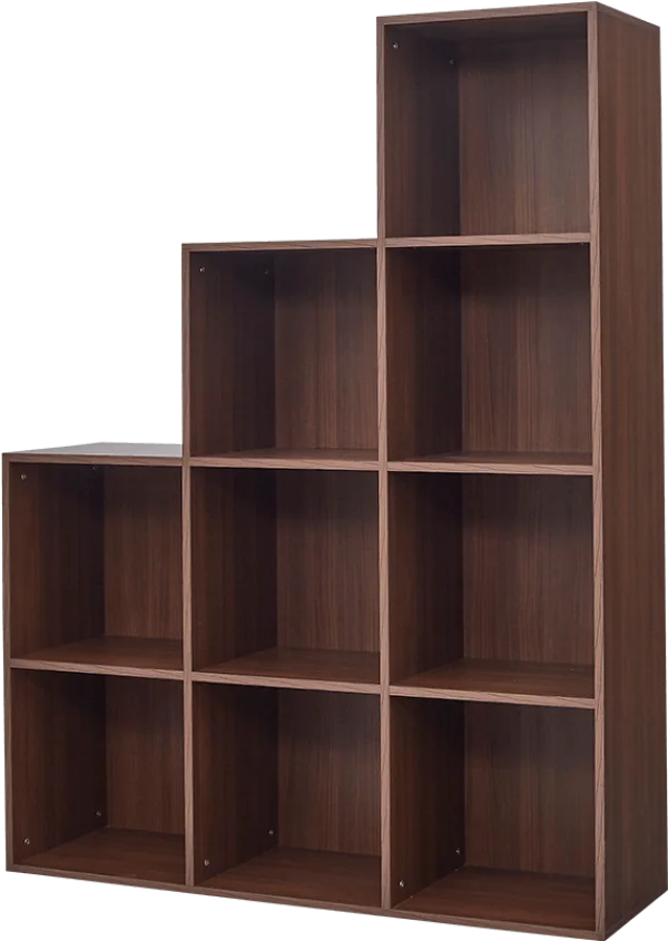 Brown Wooden Cubby Shelf Unit PNG Transparent Background