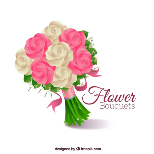 Pink and White Rose Bouquet PNG Transparent Background