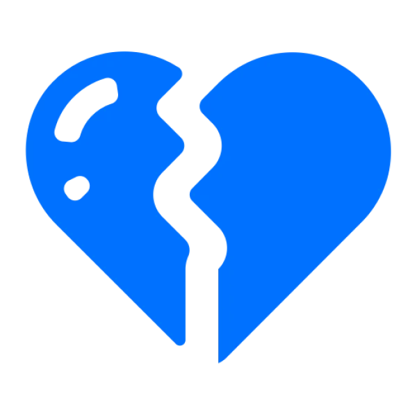 Blue Broken Heart Icon PNG Transparent Background