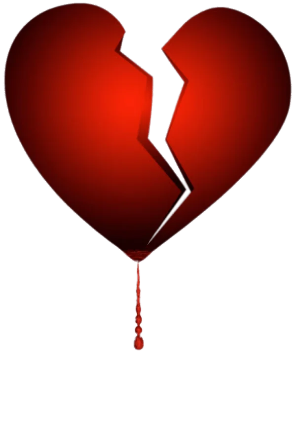 Red Broken Heart with Blood Drip PNG
