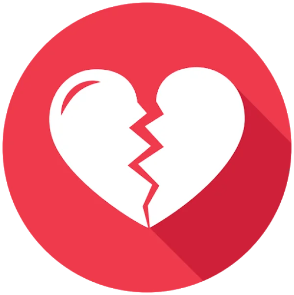 Broken Heart Icon on Red Circle PNG
