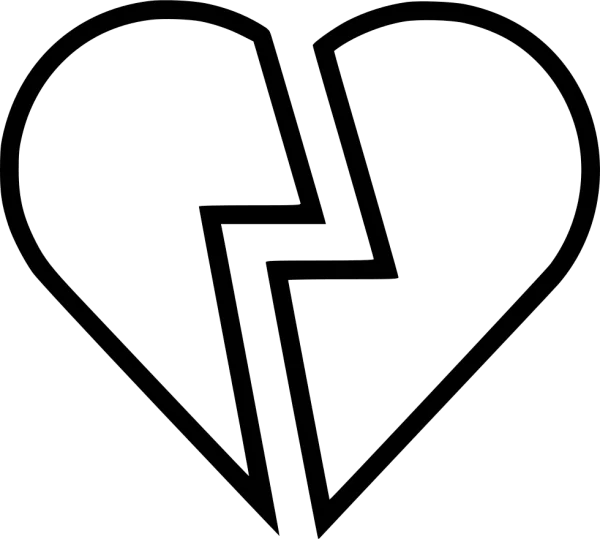 Broken Heart Outline Icon PNG