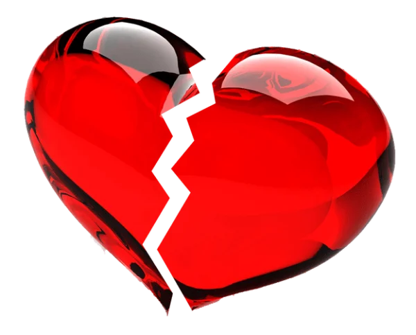 Broken Red Glass Heart PNG Transparent Background