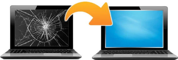 Laptop Screen Repair Before and After PNG