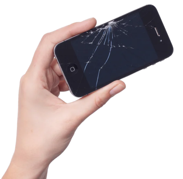 Hand Holding Cracked Smartphone PNG
