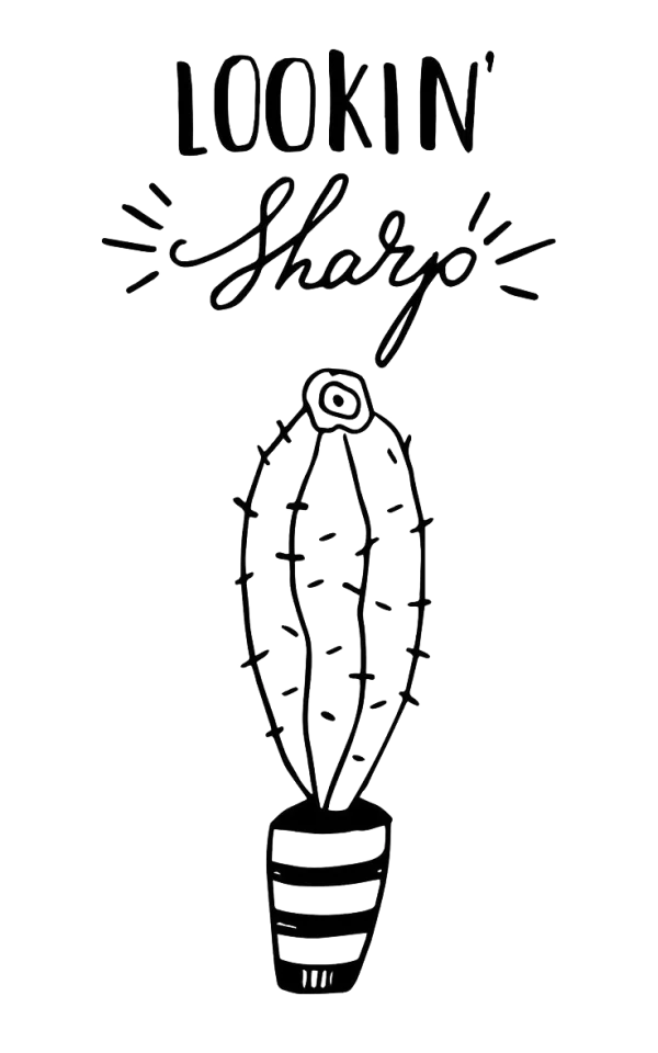 Lookin' Sharp Cactus Illustration PNG