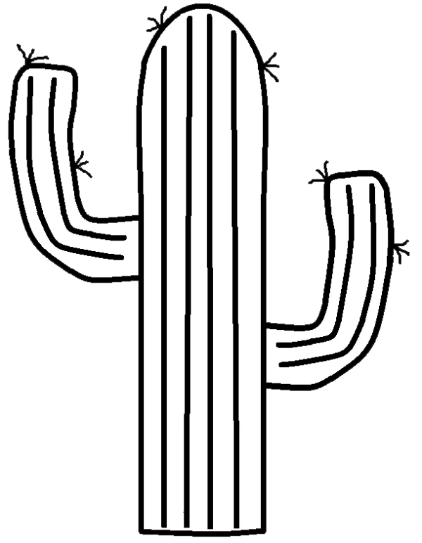 Stylized Cactus Outline PNG