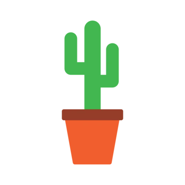 Potted Cactus Flat Icon PNG Transparent Background