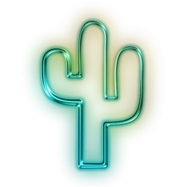 Neon Glow Cactus Icon PNG Transparent