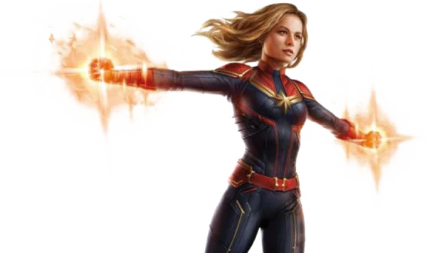 Captain Marvel PNG Transparent Background with Energy Blast
