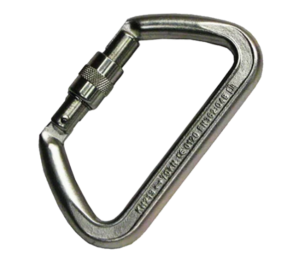 Silver Carabiner Clip PNG Transparent Background