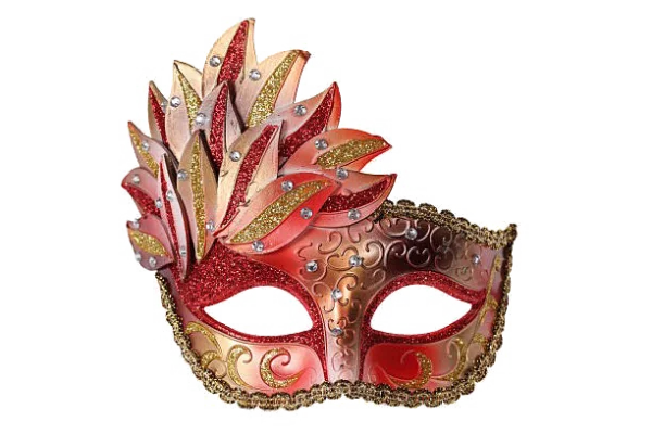 Ornate Red and Gold Masquerade Mask PNG Transparent