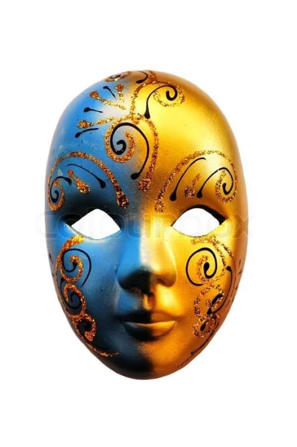 Elegant Blue and Gold Venetian Mask PNG