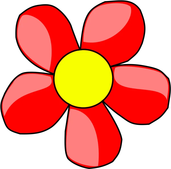 Vibrant Red Flower with Yellow Center PNG