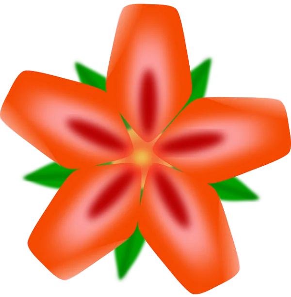 Red Orange Stylized Flower PNG Transparent Background