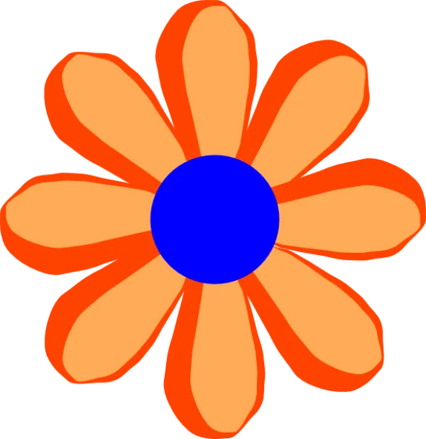 Orange and Blue Cartoon Flower PNG Transparent Background
