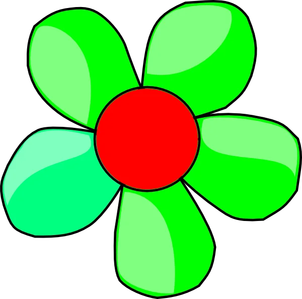 Bright Green and Red Cartoon Flower PNG Transparent Background