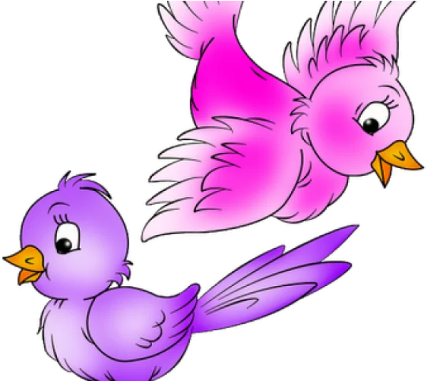 Cute Pink and Purple Cartoon Birds PNG