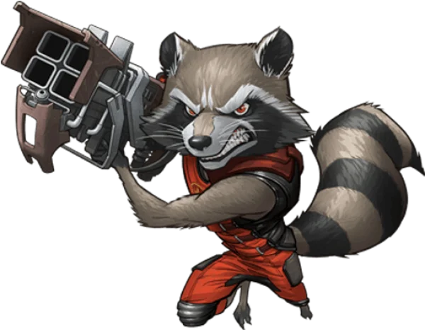Rocket Raccoon with Weapon PNG Transparent