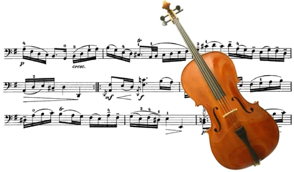 Cello and Sheet Music PNG Transparent Background