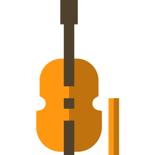 Stylized Cello and Bow Icon PNG Transparent